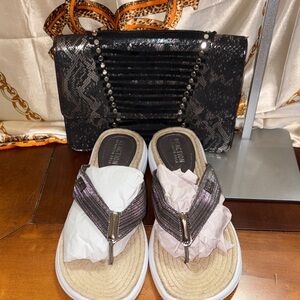 Kenneth Cole Reaction Black Women's Sandals and bag bundle.